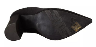 Botines negros de ante con logo, calcetines y tacón de bloque