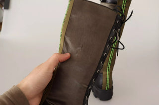 Schwarz Grüne Hohe Kampfstiefel zum Schnüren Militärschuhe