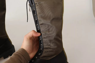 Schwarz Grüne Hohe Kampfstiefel zum Schnüren Militärschuhe