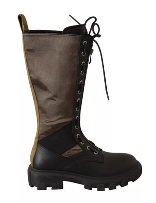 Schwarz Grüne Hohe Kampfstiefel zum Schnüren Militärschuhe