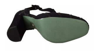 Schwarze Wildleder-Blockabsatzsandalen