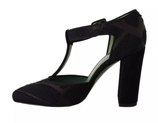 Schwarze Wildleder-Blockabsatzsandalen