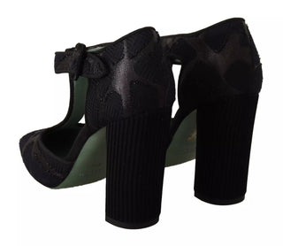 Schwarze Wildleder-Blockabsatzsandalen