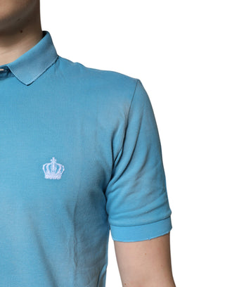 Blaues Baumwoll-Polohemd für Herren mit Kragen