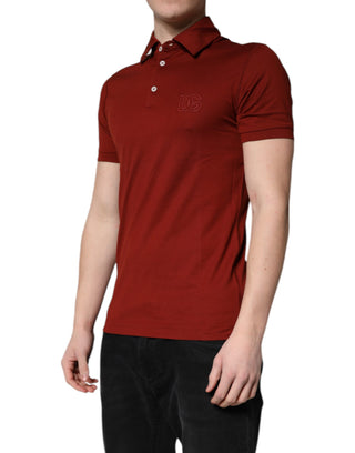 Rotes Baumwoll-Herren-Polo-T-Shirt mit DG-Logo und Kragen