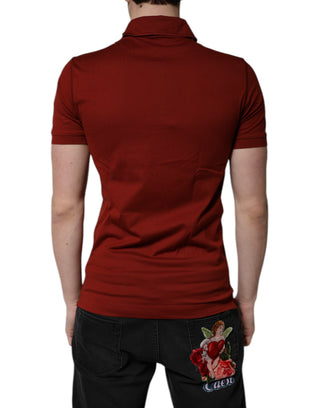 Rotes Baumwoll-Herren-Polo-T-Shirt mit DG-Logo und Kragen
