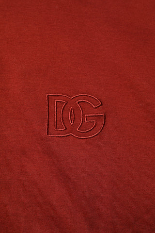Rotes Baumwoll-Herren-Polo-T-Shirt mit DG-Logo und Kragen