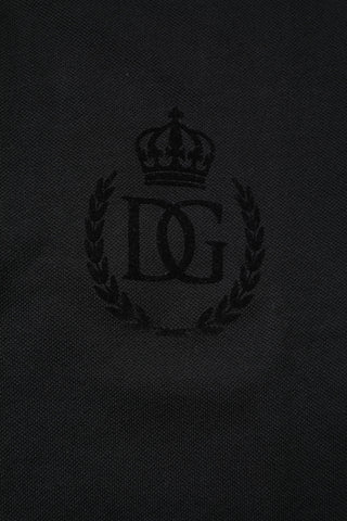 Schwarzes Baumwoll-Polo-T-Shirt mit DG-Logo und Kragen