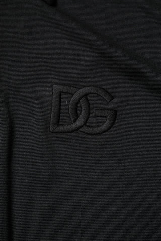 Schwarzes Polyester-Polo-T-Shirt mit DG-Logo und Kragen