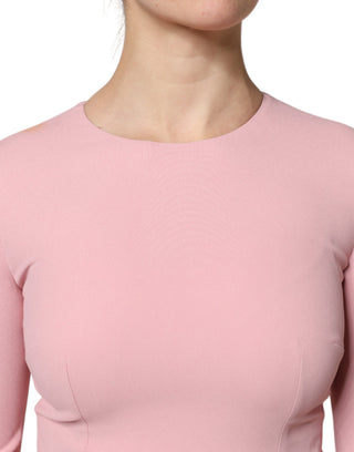 Vestido Rosa de Viscosa con Manga 3/4 y Falda Acampanada en Línea A