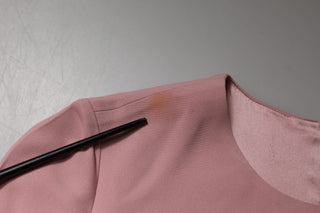 Vestido Rosa de Viscosa con Manga 3/4 y Falda Acampanada en Línea A