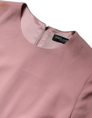 Vestido Rosa de Viscosa con Manga 3/4 y Falda Acampanada en Línea A