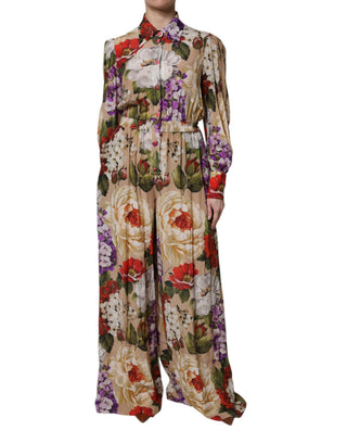 Mehrfarbiger Overall mit weitem Bein und Blumenmuster