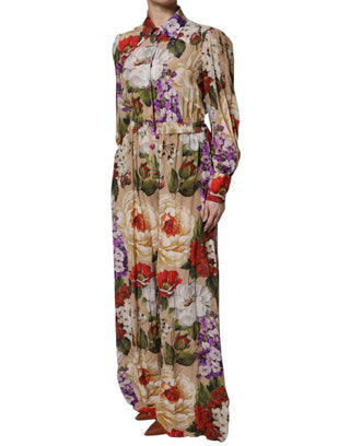 Mehrfarbiger Overall mit weitem Bein und Blumenmuster