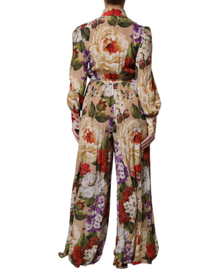 Mehrfarbiger Overall mit weitem Bein und Blumenmuster
