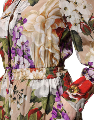 Mehrfarbiger Overall mit weitem Bein und Blumenmuster
