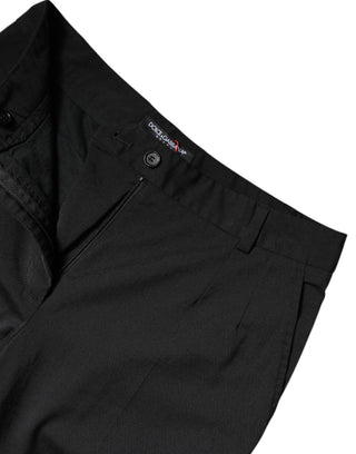 Black Polyester High Waist Slim Pants