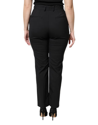 Schwarze High-Waist-Hose aus Polyester