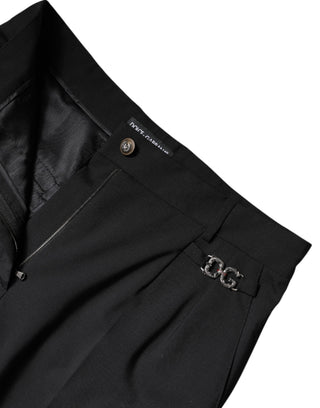 Schwarze High-Waist-Hose aus Polyester