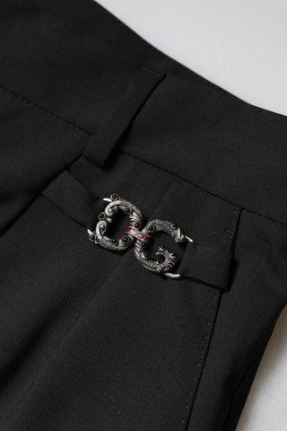 Schwarze High-Waist-Hose aus Polyester