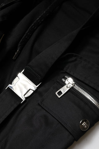 Black Cotton High Waist Cargo Pants