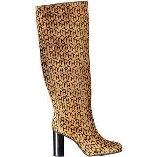 Beige Leder Damenstiefelette