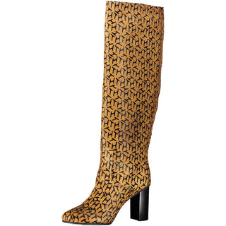 Beige Leder Damenstiefelette