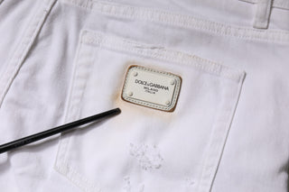 White Cotton High Waist Skinny Denim Jeans