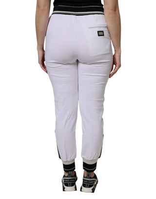Weiße Jogginghose aus Baumwoll-Stretch