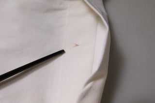 Weiße Wollhose mit hoher Taille und weitem Bein
