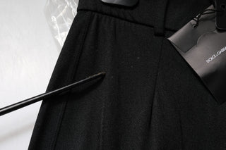 Black Nylon High Waist Slim Fit Pants
