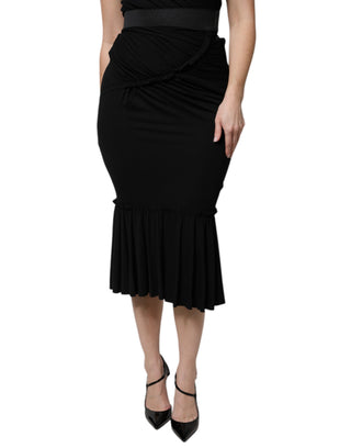 Falda midi negra de corte sirena y cintura alta
