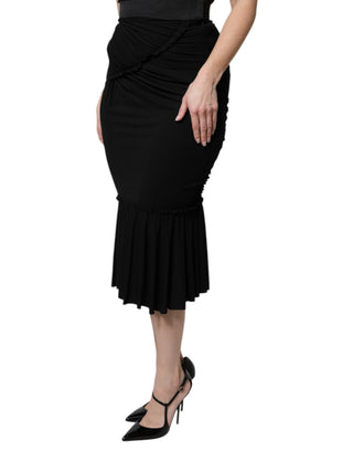 Falda midi negra de corte sirena y cintura alta