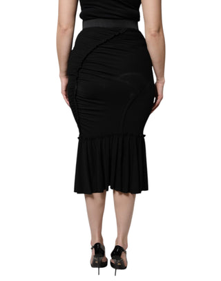Falda midi negra de corte sirena y cintura alta