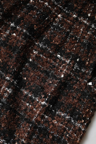 Falda lápiz multicolor de tweed escocés de cintura alta