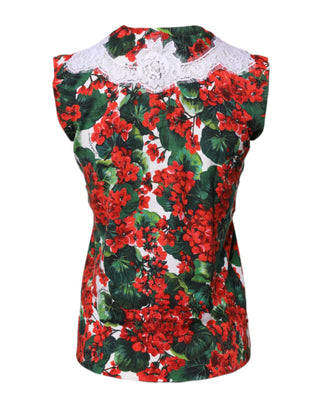 Mehrfarbiges, ärmelloses Tanktop aus floraler Spitze