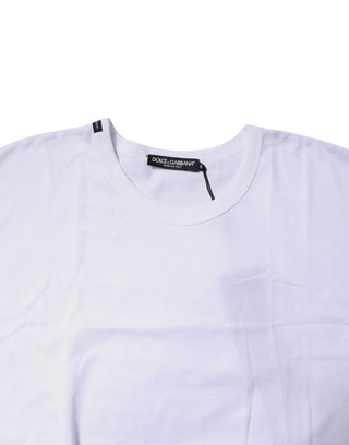 Weißes bauchfreies T-Shirt mit Rundhalsausschnitt aus Baumwolle