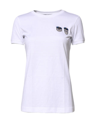 Camiseta blanca #DGFamily de algodón con cuello redondo