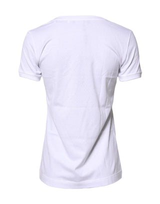 Camiseta blanca #DGFamily de algodón con cuello redondo