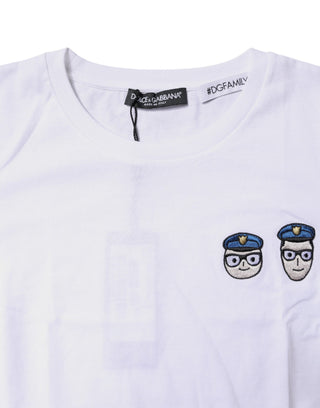 Camiseta blanca #DGFamily de algodón con cuello redondo