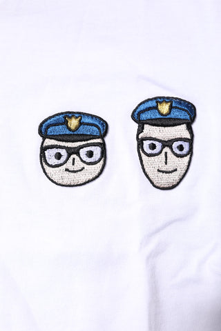 Camiseta blanca #DGFamily de algodón con cuello redondo