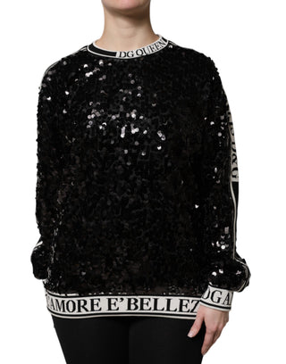 Schwarzer DG Queen Pailletten-Pullover