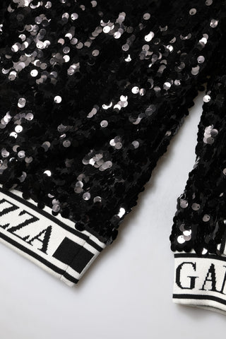 Schwarzer DG Queen Pailletten-Pullover