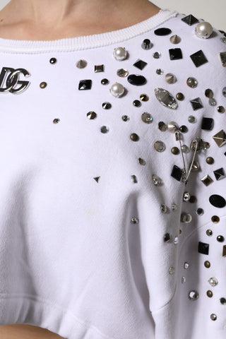 Jersey corto blanco con mangas largas y adornos