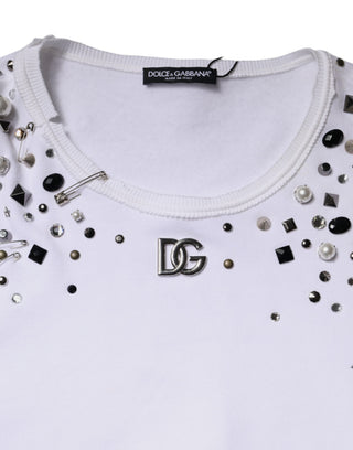 Jersey corto blanco con mangas largas y adornos