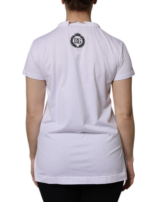 Weißes T-Shirt mit Rundhalsausschnitt und kurzen Ärmeln aus Baumwolle