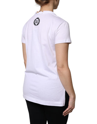 Weißes T-Shirt mit Rundhalsausschnitt und kurzen Ärmeln aus Baumwolle