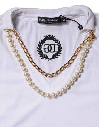 Weißes T-Shirt mit Rundhalsausschnitt und kurzen Ärmeln aus Baumwolle