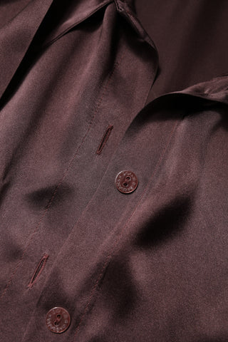 Braune Langarmbluse mit Ascot-Kragen