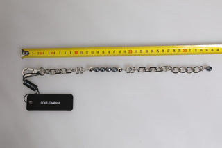 Pulsera de perlas grises con logo y cierre de langosta en tono plateado